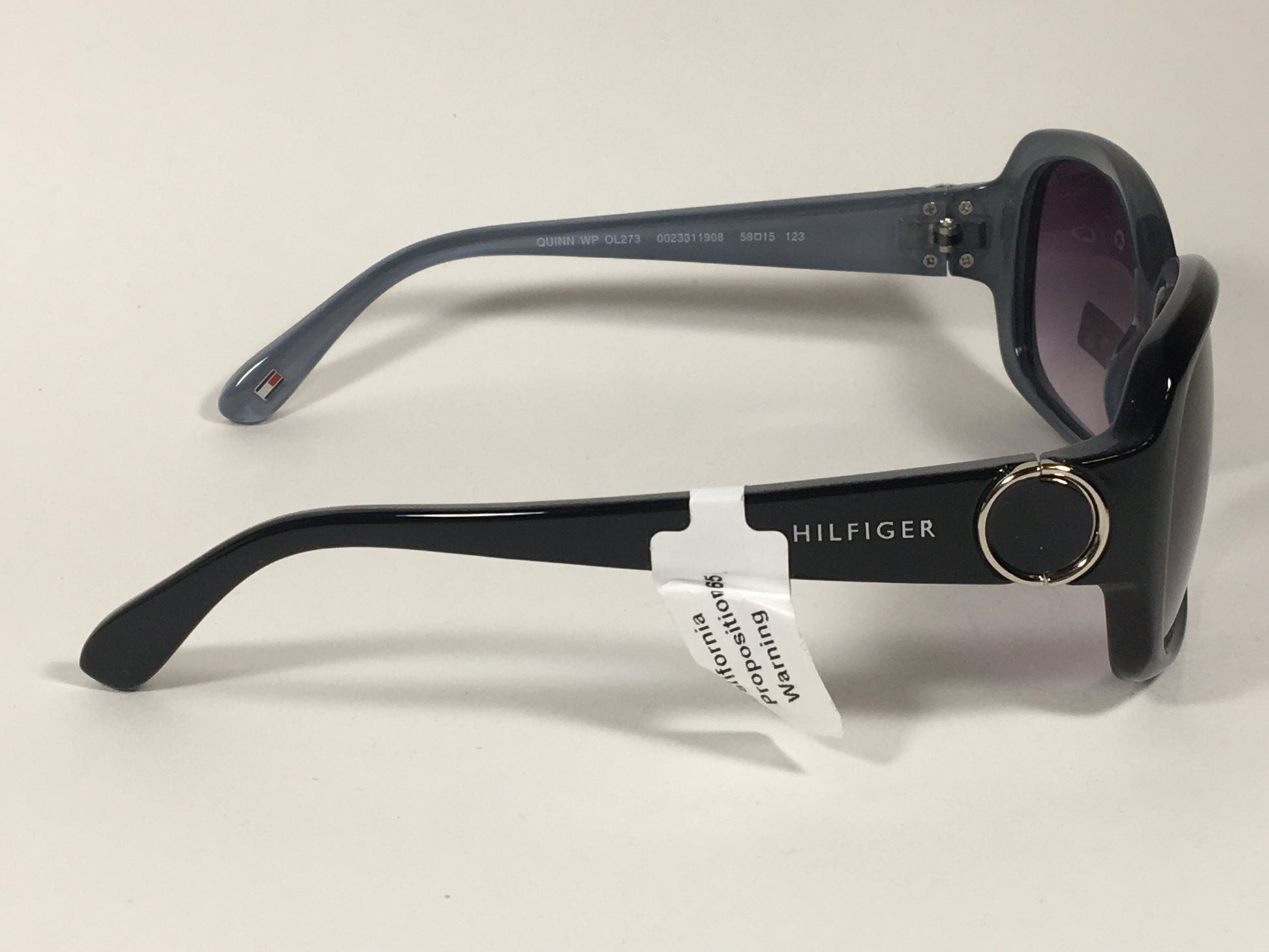 Tommy Hilfiger Quinn Oval Sunglasses Two Tone Black Gray Blue Frame Smoke Gradient Lens QUINN WP OL273 - Sunglasses