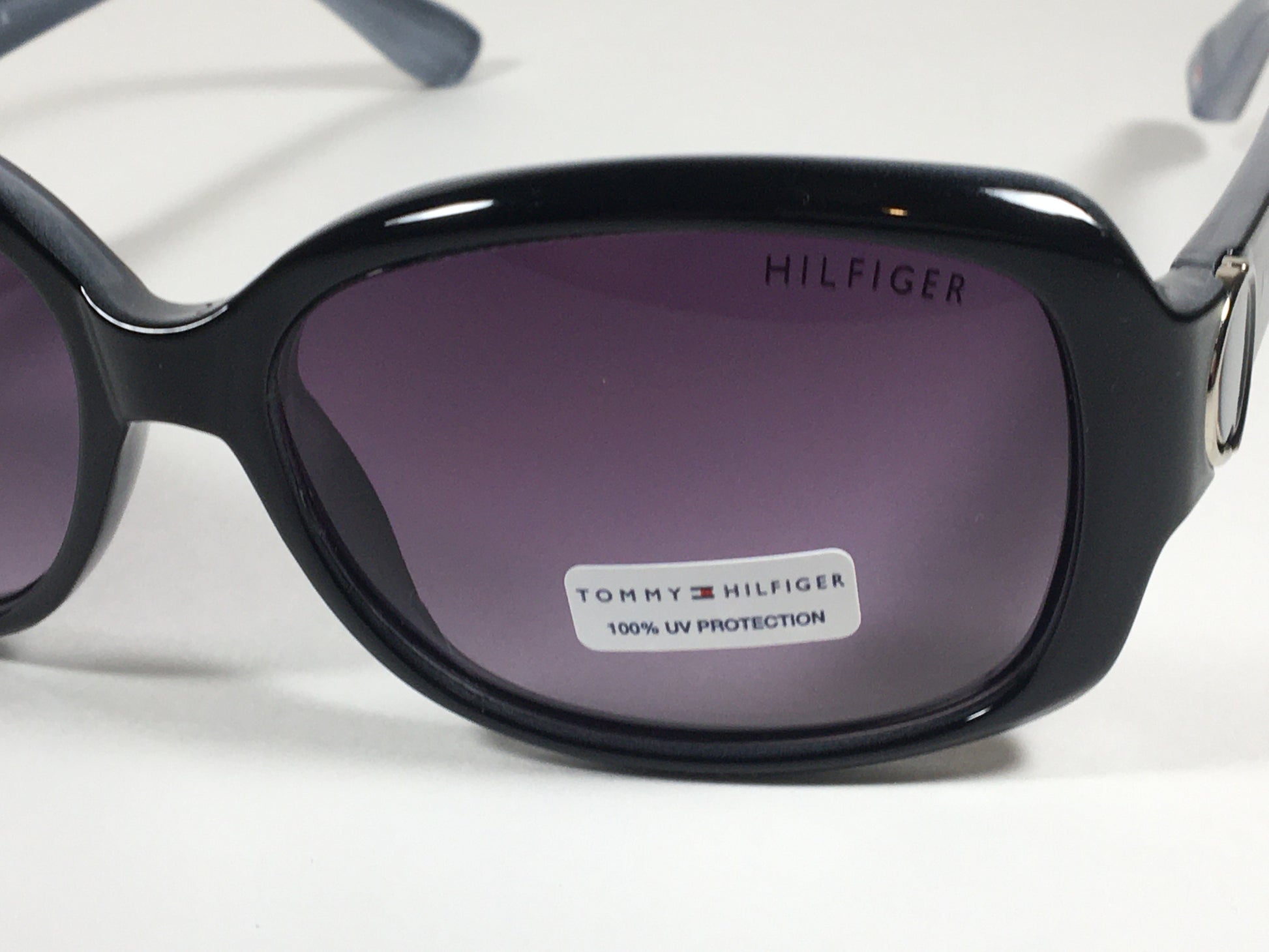 Tommy Hilfiger Quinn Oval Sunglasses Two Tone Black Gray Blue Frame Smoke Gradient Lens QUINN WP OL273 - Sunglasses