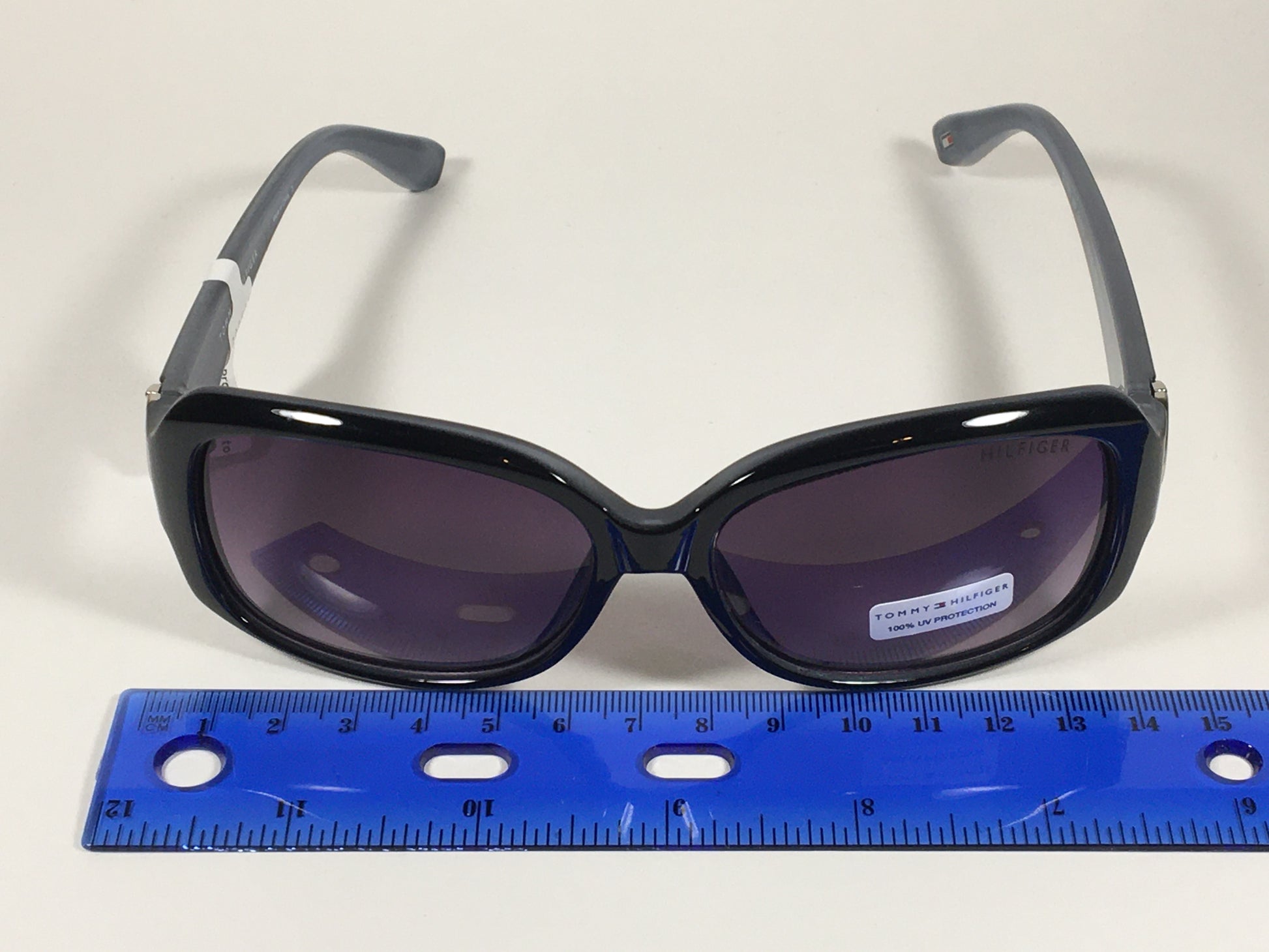 Tommy Hilfiger Quinn Oval Sunglasses Two Tone Black Gray Blue Frame Smoke Gradient Lens QUINN WP OL273 - Sunglasses