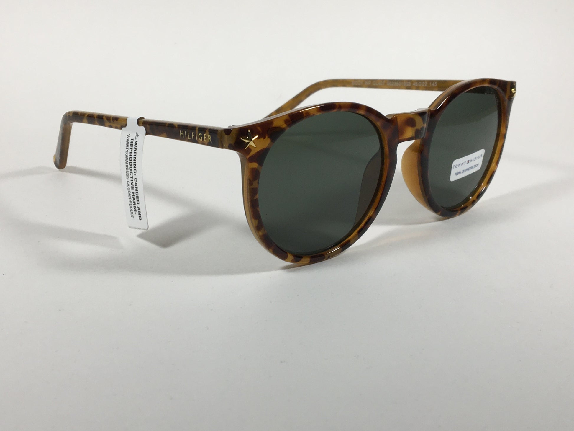 Tommy Hilfiger Biddy Round Keyhole Sunglasses Milk Tortoise Green Lens WP OL407 - Sunglasses