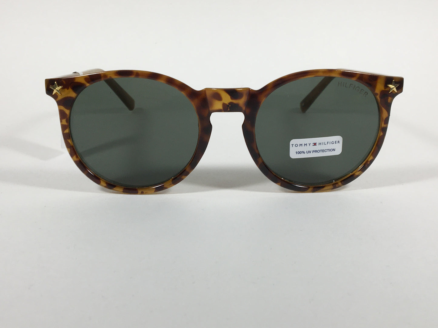 Tommy Hilfiger Biddy Round Keyhole Sunglasses Milk Tortoise Green Lens WP OL407 - Sunglasses