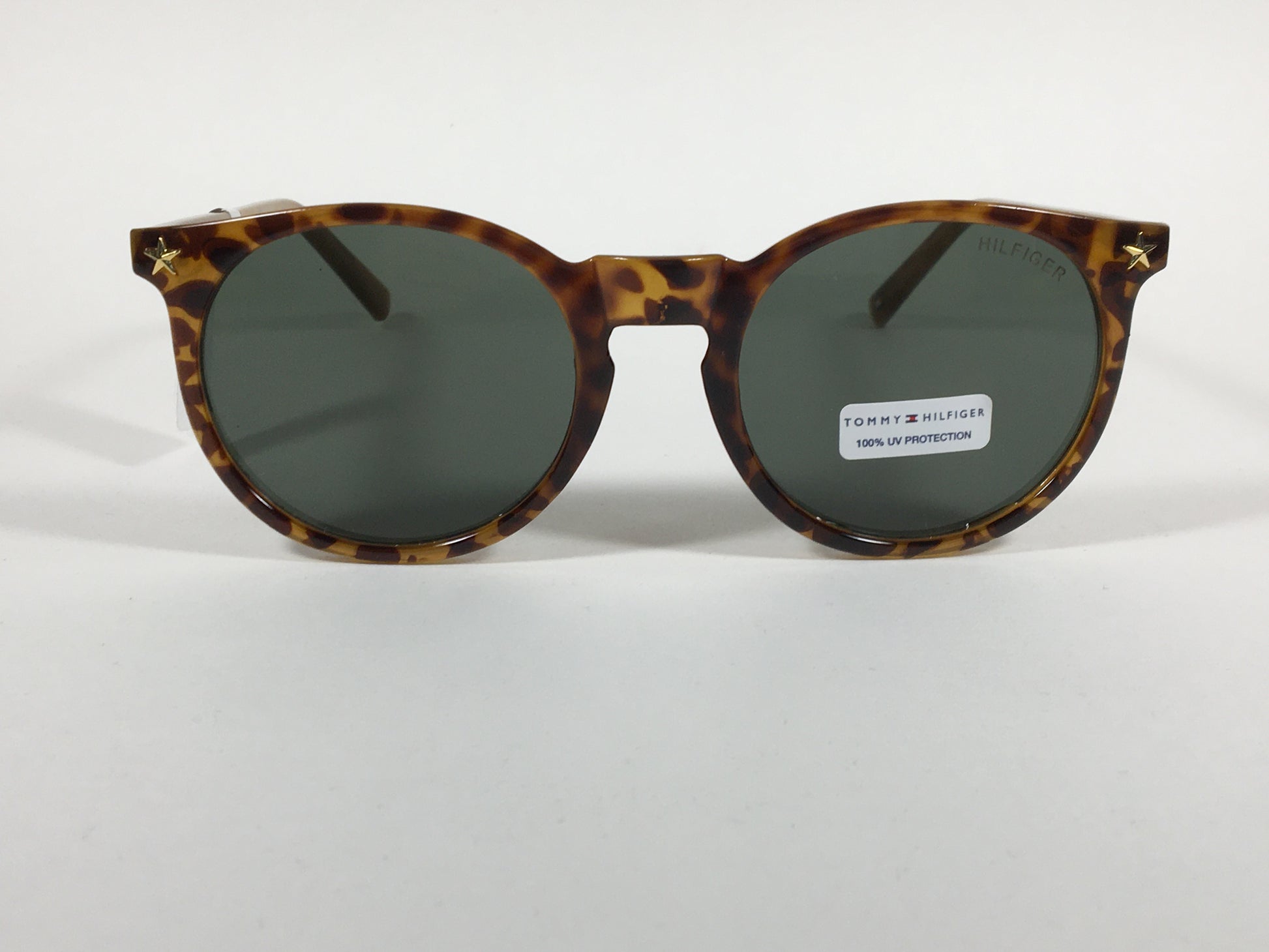 Tommy Hilfiger Biddy Round Keyhole Sunglasses Milk Tortoise Green Lens WP OL407 - Sunglasses