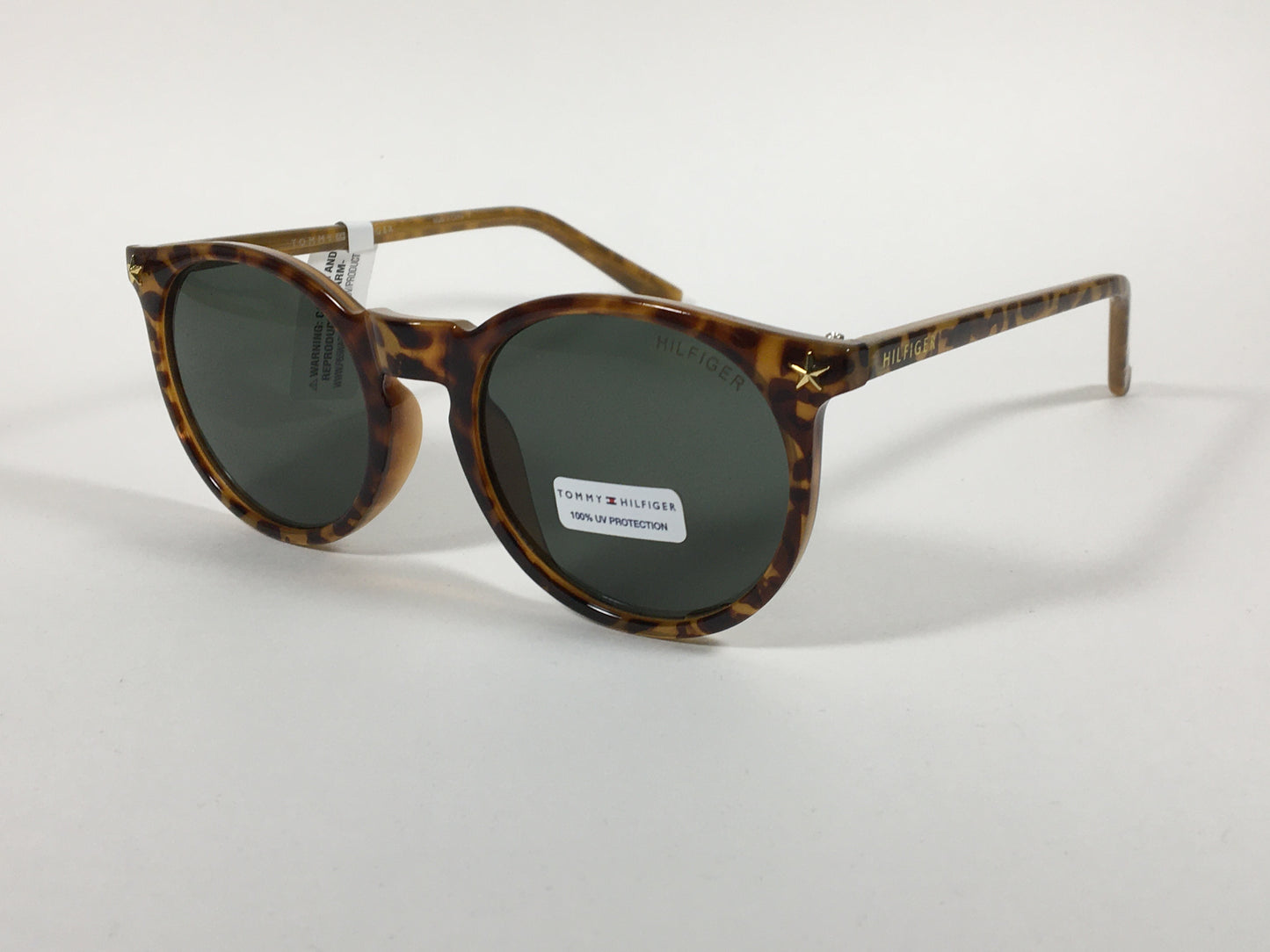 Tommy Hilfiger Biddy Round Keyhole Sunglasses Milk Tortoise Green Lens WP OL407 - Sunglasses