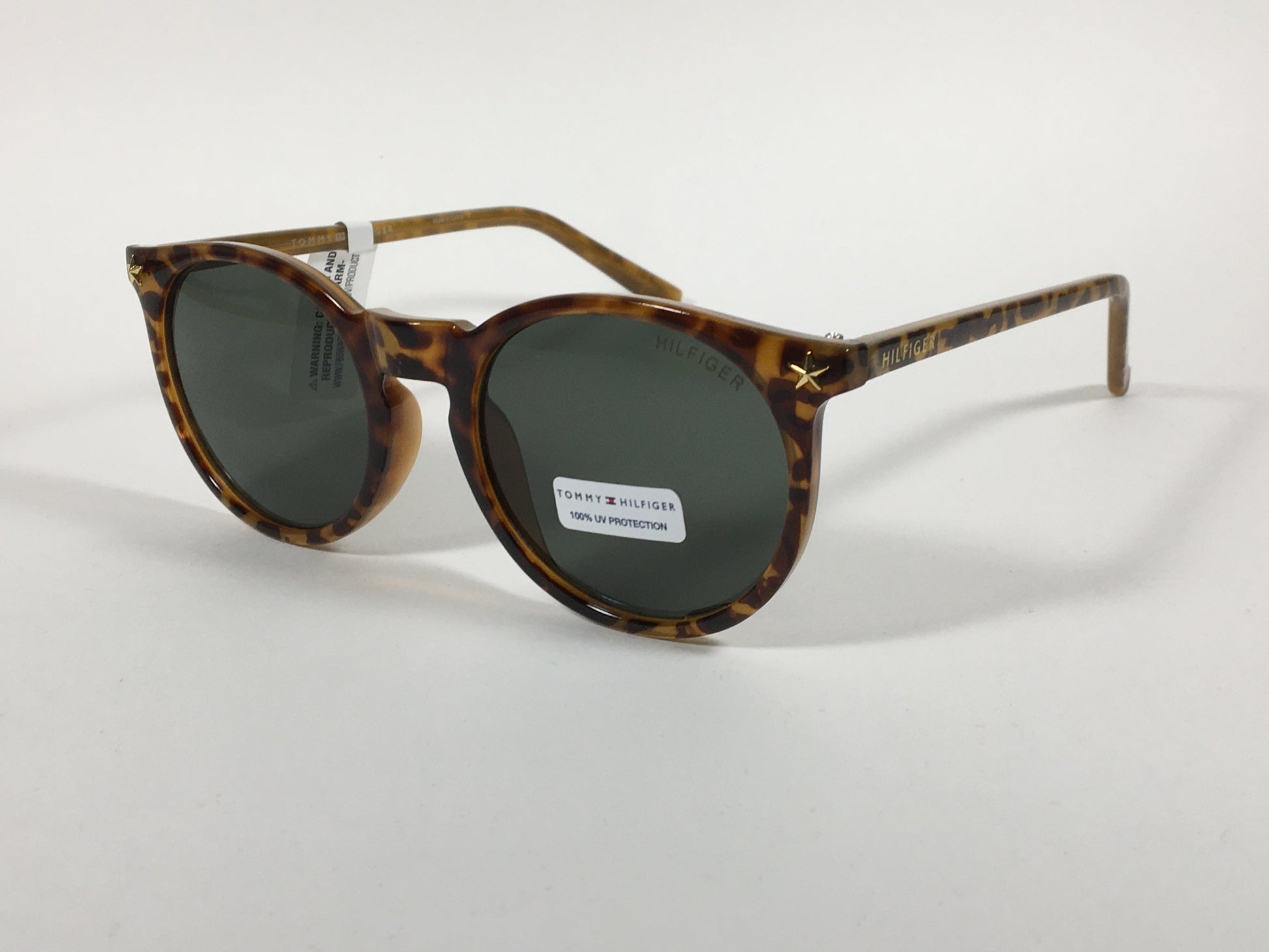 Tommy Hilfiger Biddy Round Keyhole Sunglasses Milk Tortoise Green Lens WP OL407 - Sunglasses