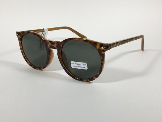 Tommy Hilfiger Biddy Round Keyhole Sunglasses Milk Tortoise Green Lens WP OL407 - Sunglasses
