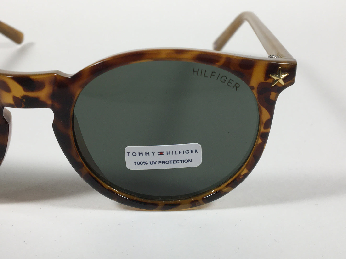 Tommy Hilfiger Biddy Round Keyhole Sunglasses Milk Tortoise Green Lens WP OL407 - Sunglasses