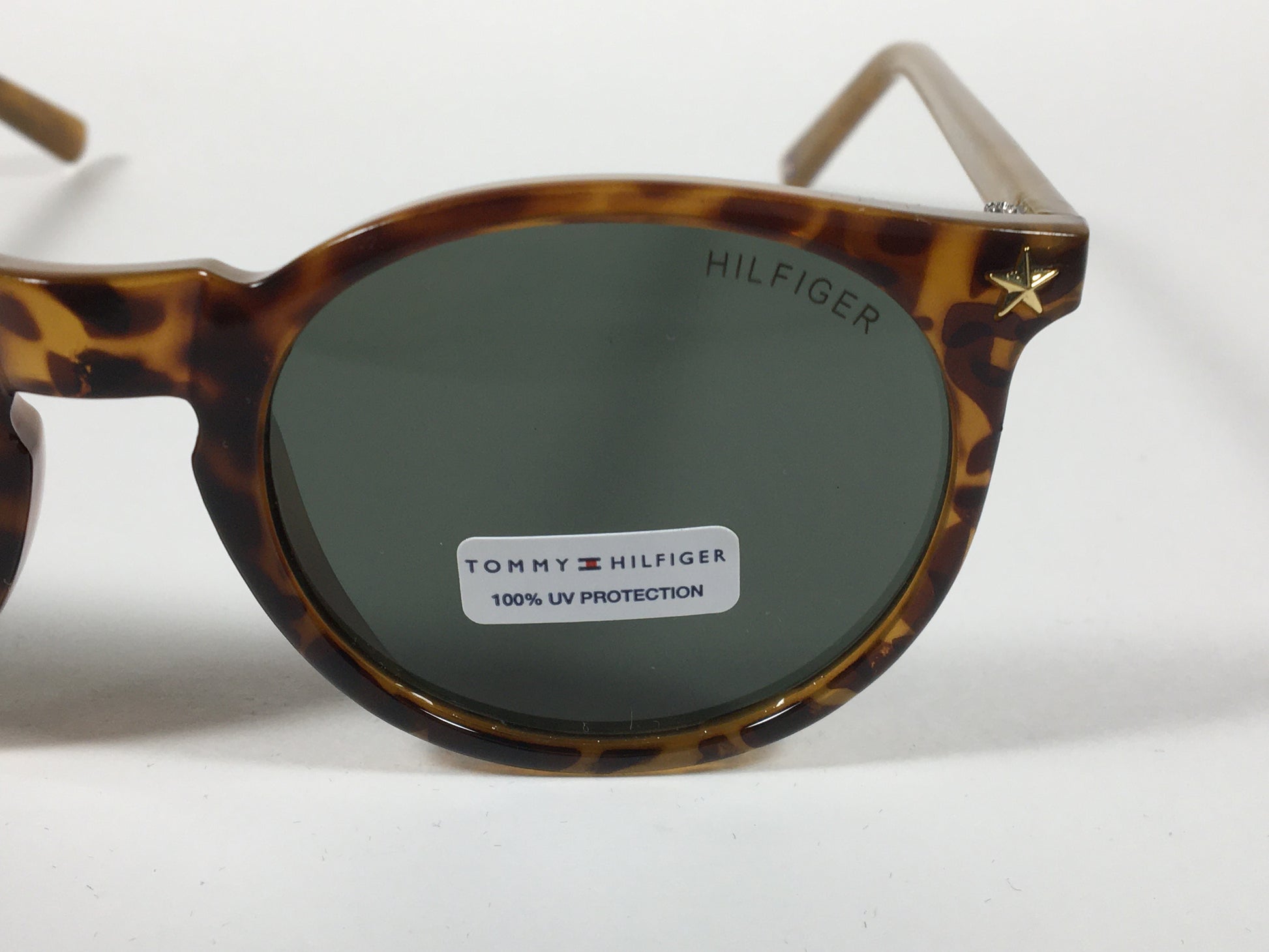 Tommy Hilfiger Biddy Round Keyhole Sunglasses Milk Tortoise Green Lens WP OL407 - Sunglasses
