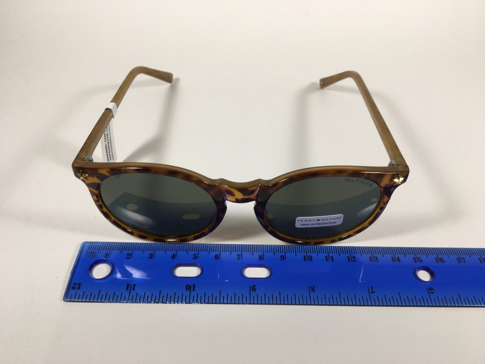 Tommy Hilfiger Biddy Round Keyhole Sunglasses Milk Tortoise Green Lens WP OL407 - Sunglasses