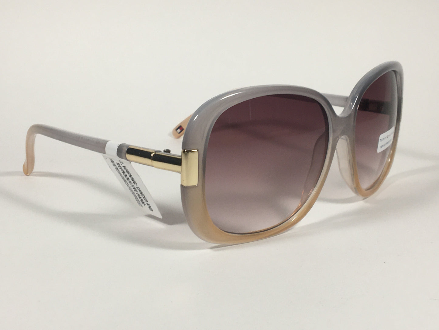 Tommy Hilfiger Janet Large Oval Sunglasses Gray Nude Frame Brown Gradient Lens JANET WP OL90 - Sunglasses