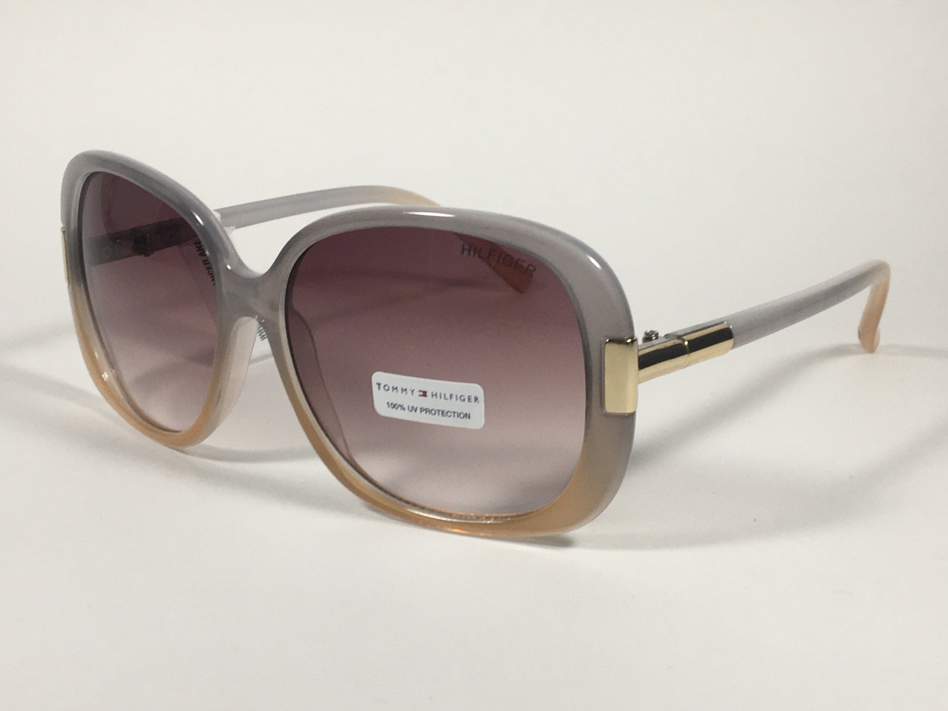 Tommy Hilfiger Janet Large Oval Sunglasses Gray Nude Frame Brown Gradient Lens JANET WP OL90 - Sunglasses