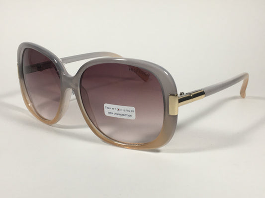 Tommy Hilfiger Janet Large Oval Sunglasses Gray Nude Frame Brown Gradient Lens JANET WP OL90 - Sunglasses