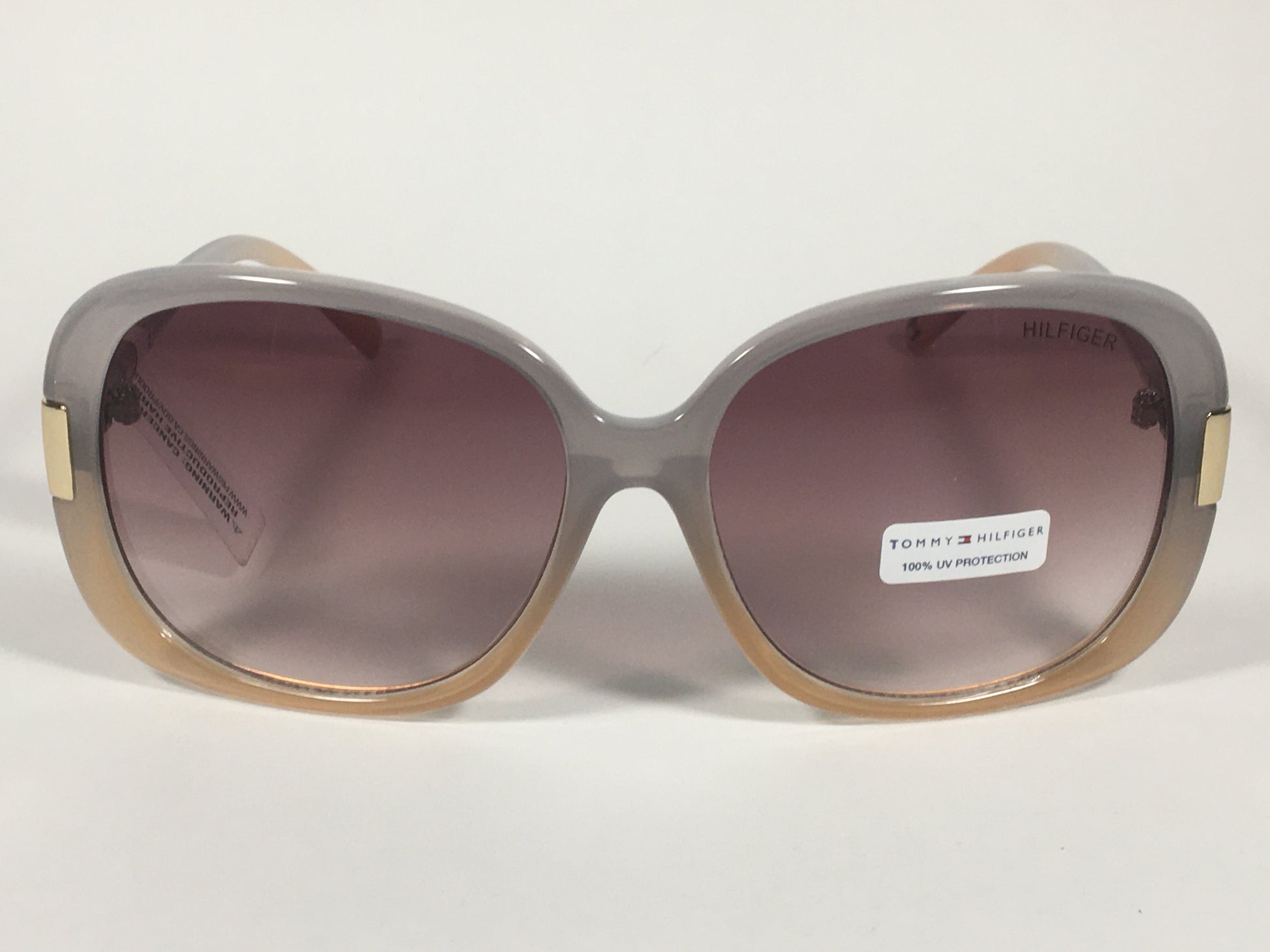 Tommy Hilfiger Janet Large Oval Sunglasses Gray Nude Frame Brown Gradient Lens JANET WP OL90 - Sunglasses