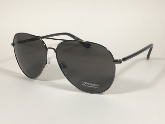 Calvin Klein Aviator Pilot Sunglasses CK19314S 008 Gunmetal Gray Green Lens - Sunglasses