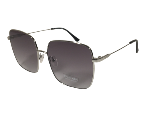Calvin Klein Square Lens Sunglasses CK19135S 045 Silver Gray Gradient Lens - Sunglasses