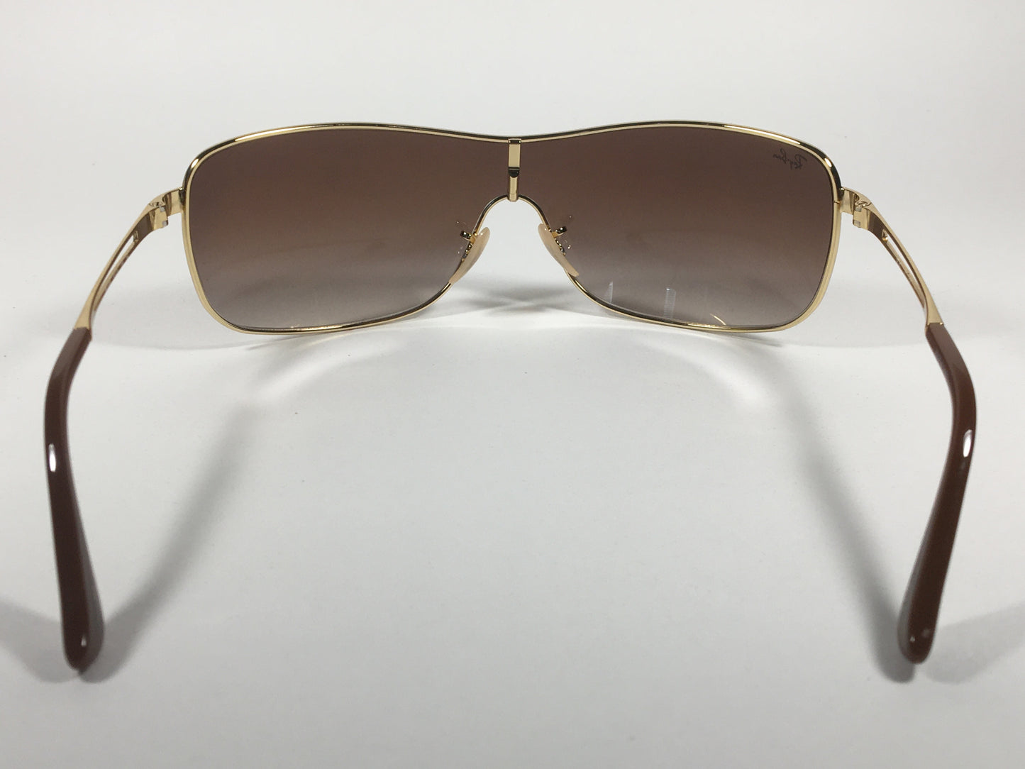 Ray-Ban RB3466 001/13 Shield Sunglasses Gold Metal Frame Brown Gradient Lens - Sunglasses