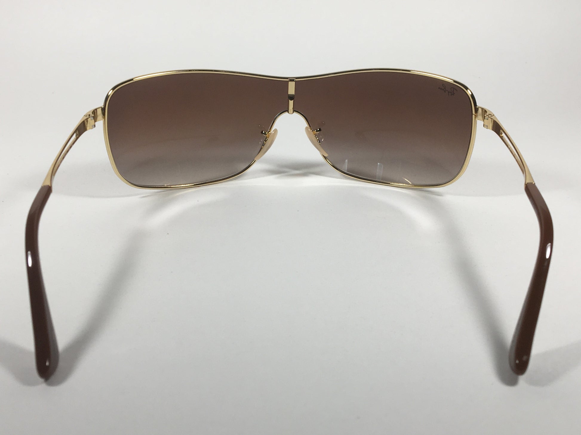 Ray-Ban RB3466 001/13 Shield Sunglasses Gold Metal Frame Brown Gradient Lens - Sunglasses