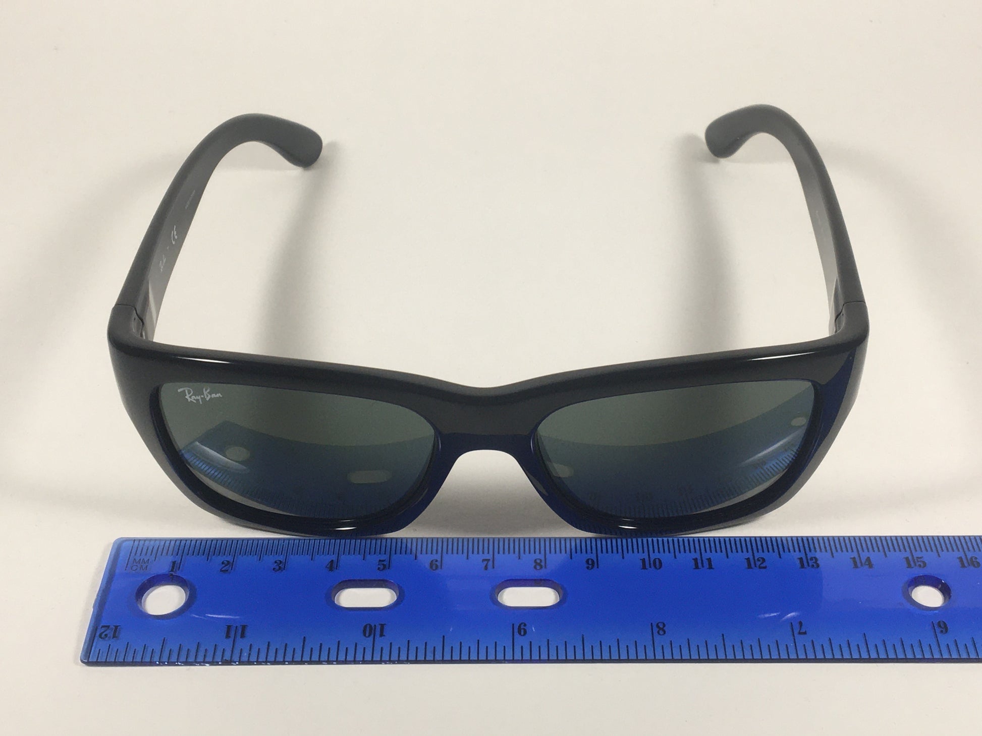 Ray-Ban HighStreet Wayfarer Sunglasses Black Gloss Square Frame Green Lens RB4194 601 - Sunglasses