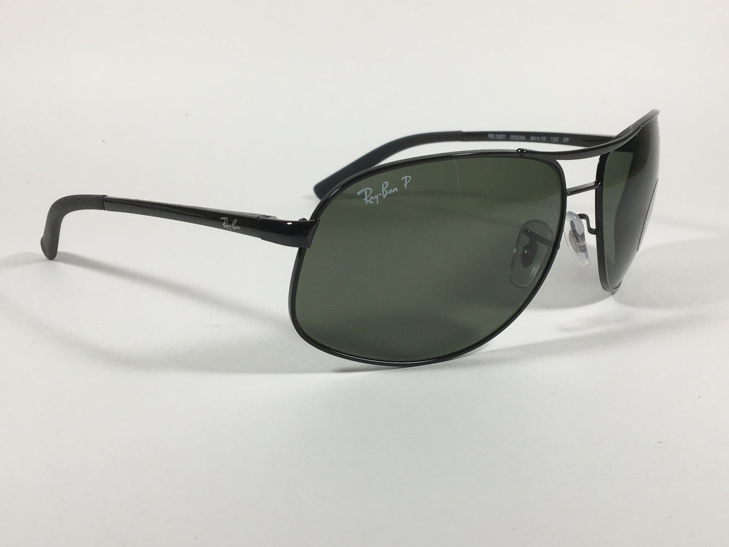 Ray-Ban Highstreet Polarized Aviator Sunglasses Black Green Lens RB3387 002/9A - Sunglasses