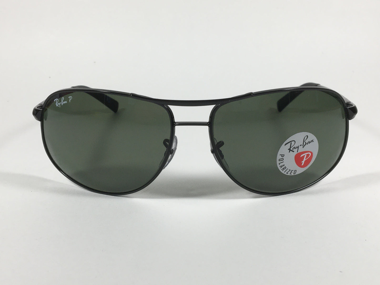 Ray-Ban Highstreet Polarized Aviator Sunglasses Black Green Lens RB3387 002/9A - Sunglasses