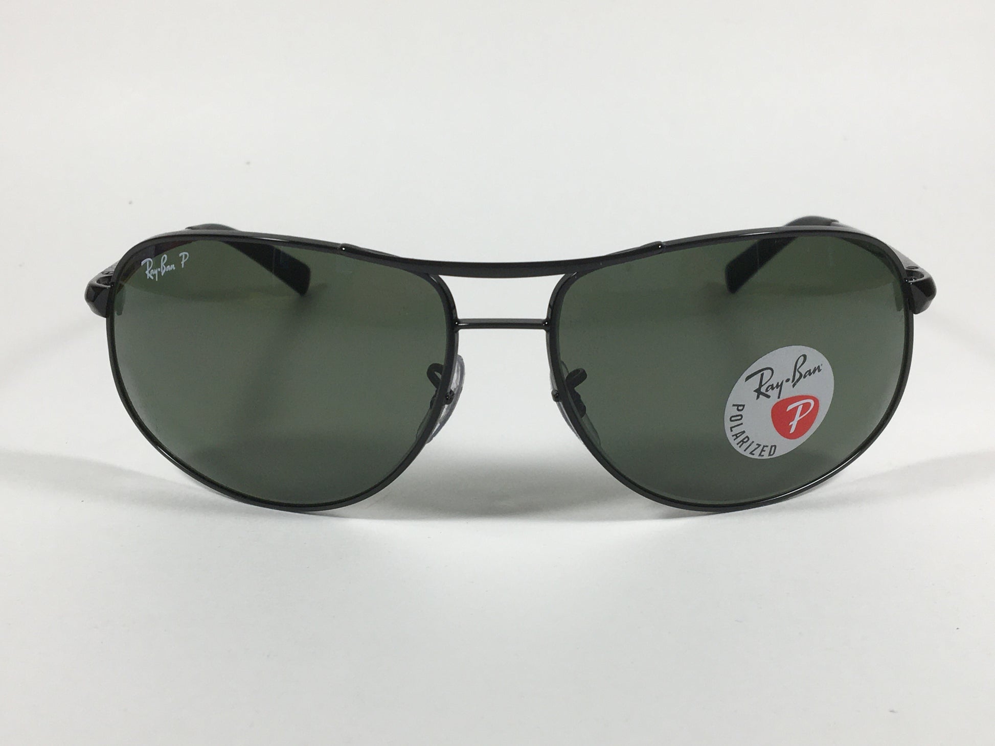 Ray-Ban Highstreet Polarized Aviator Sunglasses Black Green Lens RB3387 002/9A - Sunglasses