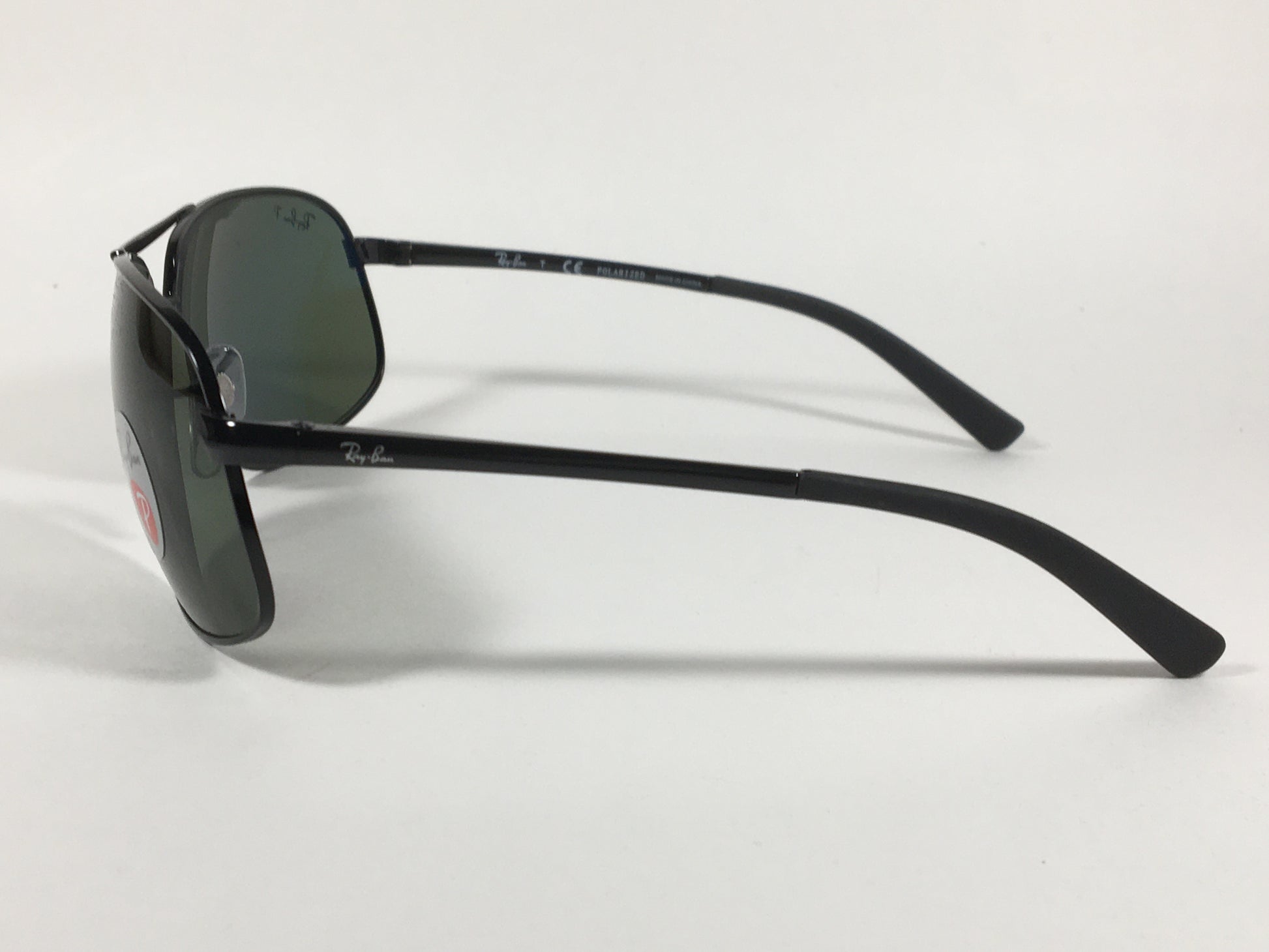 Ray-Ban Highstreet Polarized Aviator Sunglasses Black Green Lens RB3387 002/9A - Sunglasses