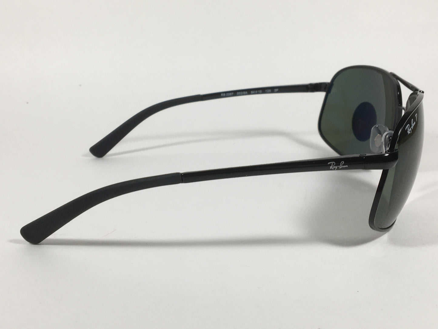 Ray-Ban Highstreet Polarized Aviator Sunglasses Black Green Lens RB3387 002/9A - Sunglasses