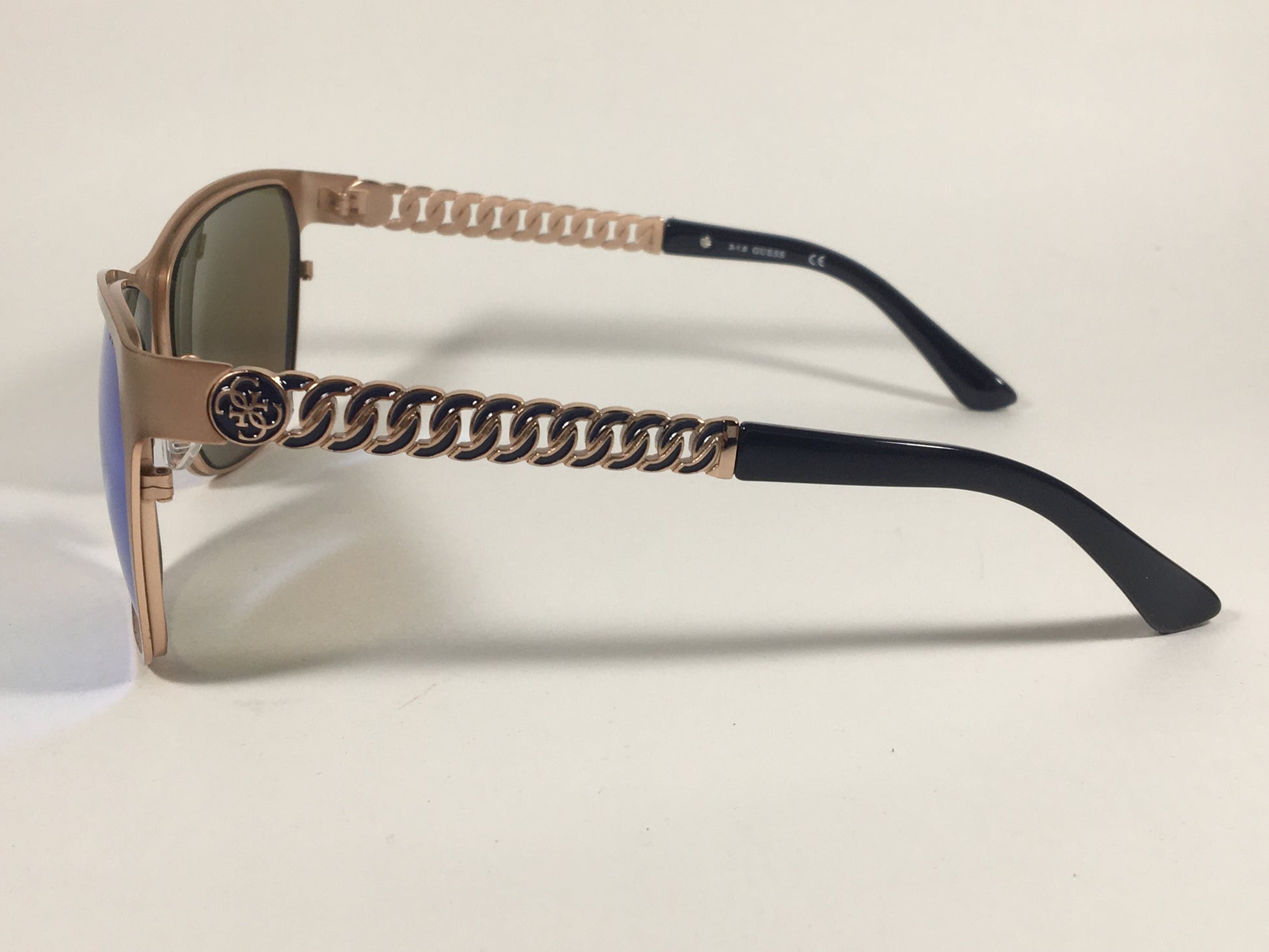Guess Square Sunglasses GU7403 29X Matte Rose Gold Blue Mirror Lens - Sunglasses