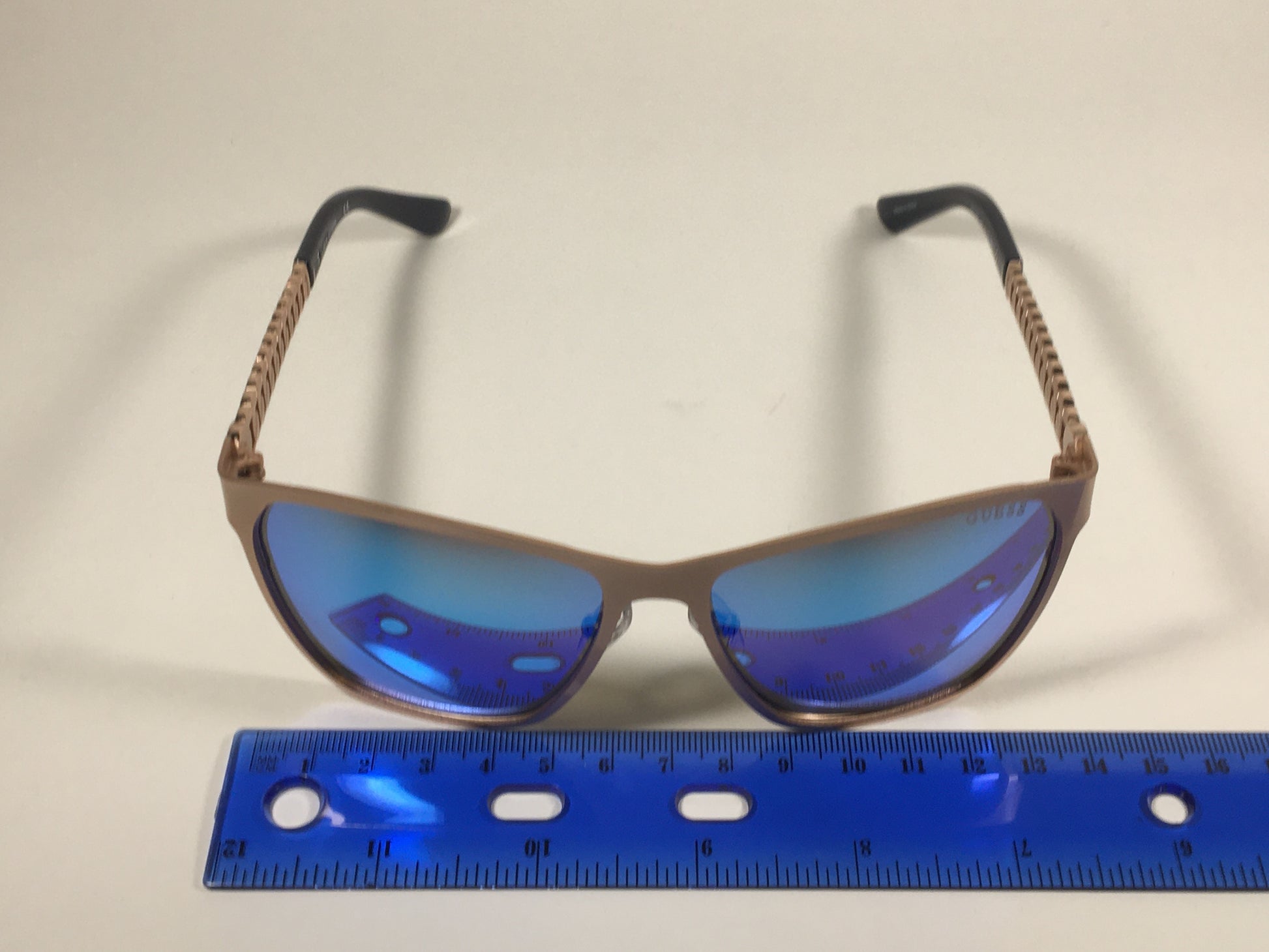 Guess Square Sunglasses GU7403 29X Matte Rose Gold Blue Mirror Lens - Sunglasses