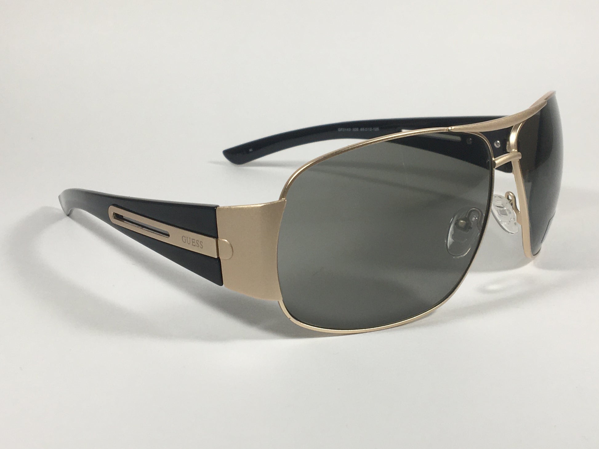 Guess Wrap Sunglasses Black And Gold Tone Metal Green Lenses GF0143 32E - Sunglasses
