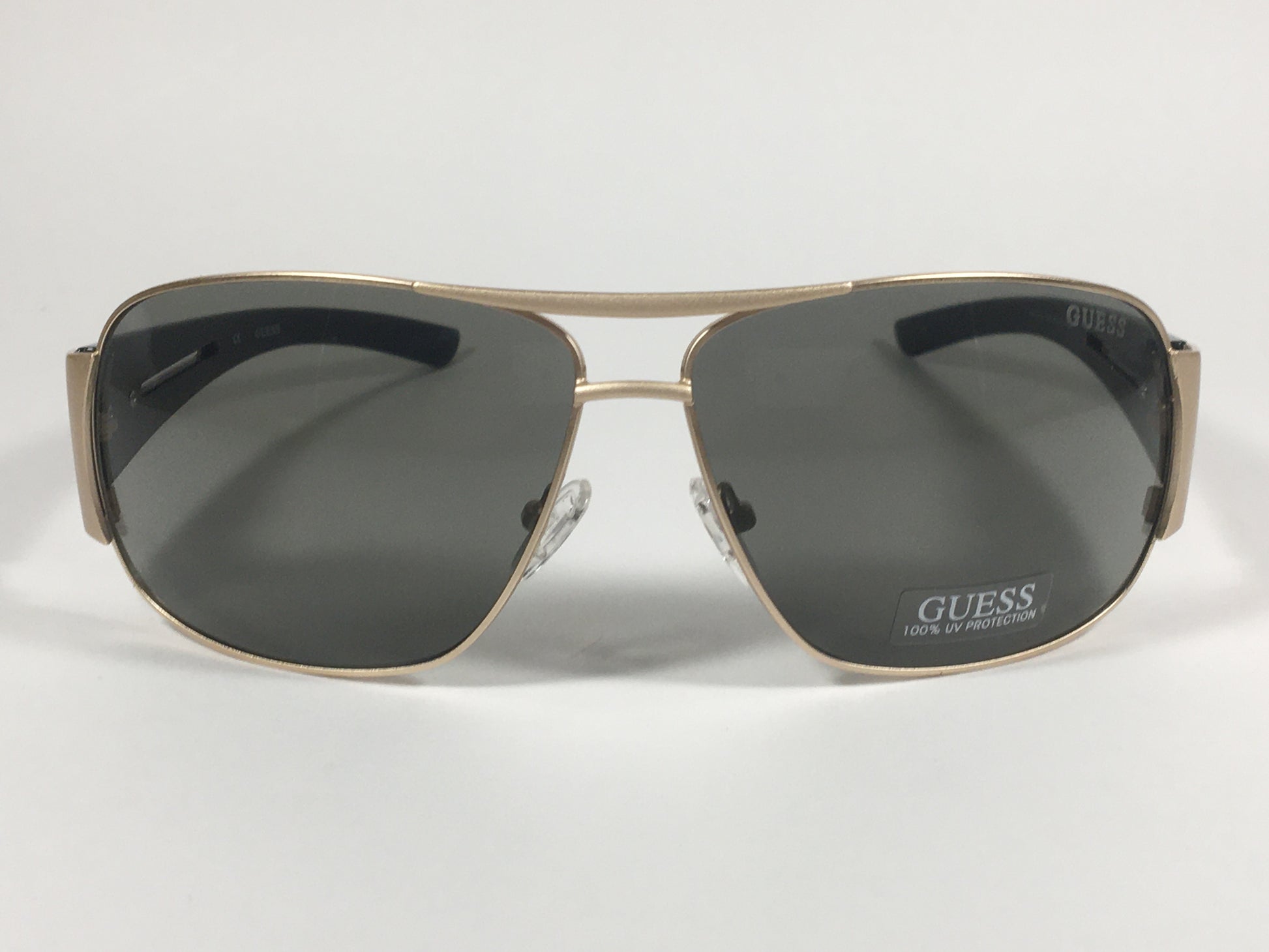 Guess Wrap Sunglasses Black And Gold Tone Metal Green Lenses GF0143 32E - Sunglasses