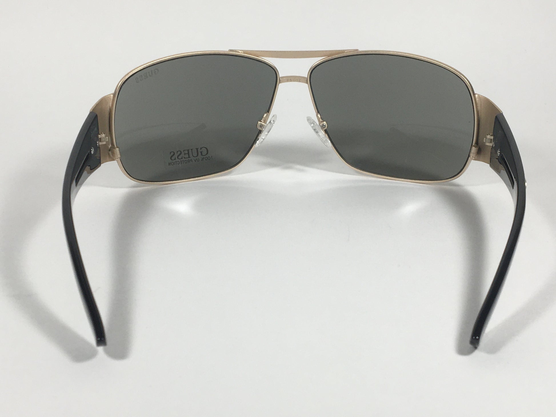 Guess Wrap Sunglasses Black And Gold Tone Metal Green Lenses GF0143 32E - Sunglasses