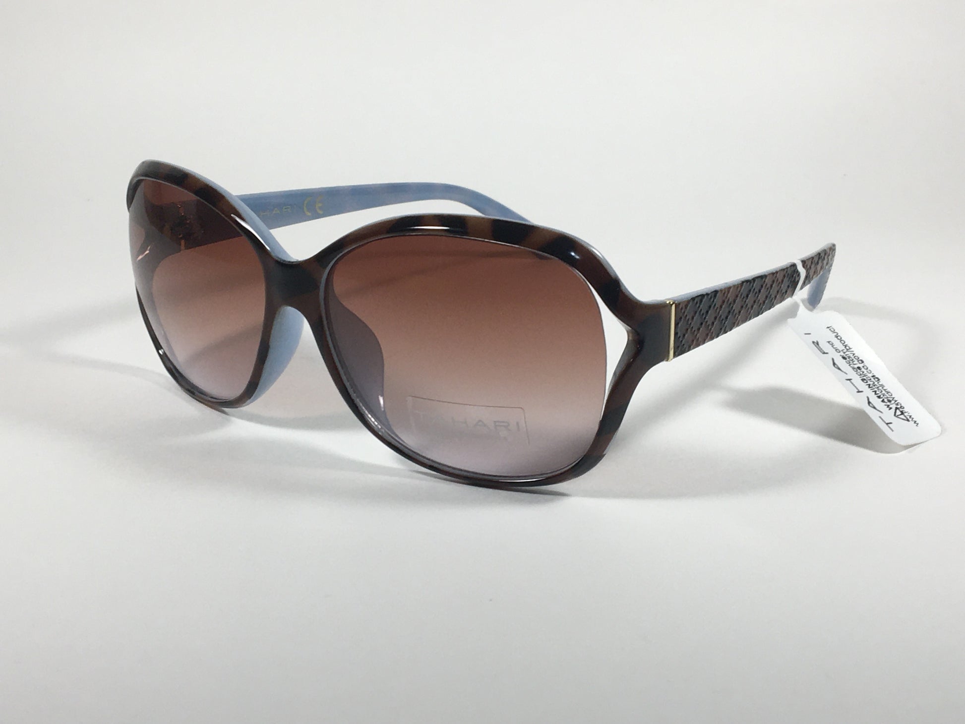 Tahari Large Oval Sunglasses Blue Gray Tortoise Brown Gradient Lens TH660 TSBL - Sunglasses