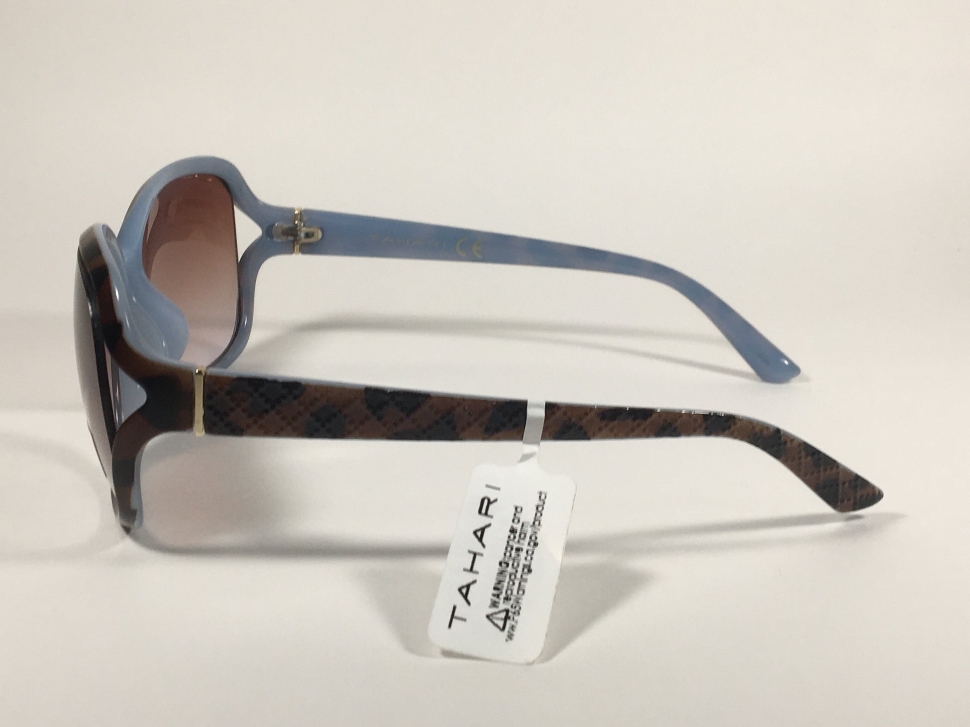 Tahari Large Oval Sunglasses Blue Gray Tortoise Brown Gradient Lens TH660 TSBL - Sunglasses