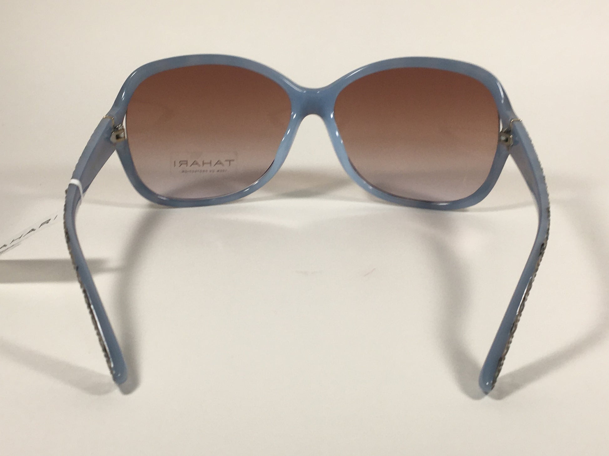 Tahari Large Oval Sunglasses Blue Gray Tortoise Brown Gradient Lens TH660 TSBL - Sunglasses