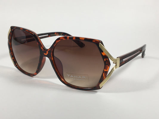 Tahari Butterfly Sunglasses Brown Tortoise And Gold Frame Brown Gradient Lens TH742 TSGLD - Sunglasses