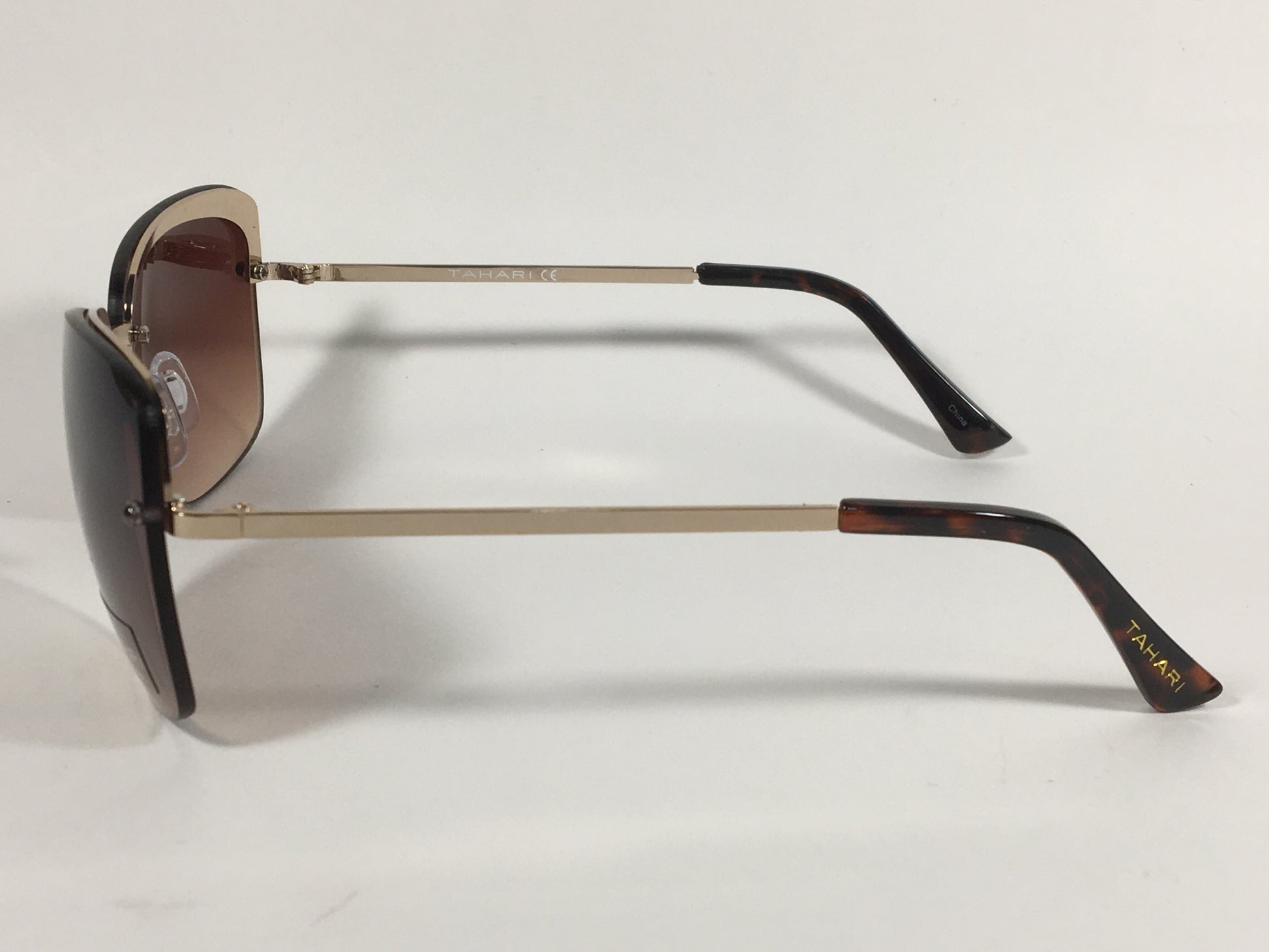 Tahari Rimless Butterfly Sunglasses Brown Tortoise And Gold Frame Brown Gradient Lens TH709 GLDTS - Sunglasses