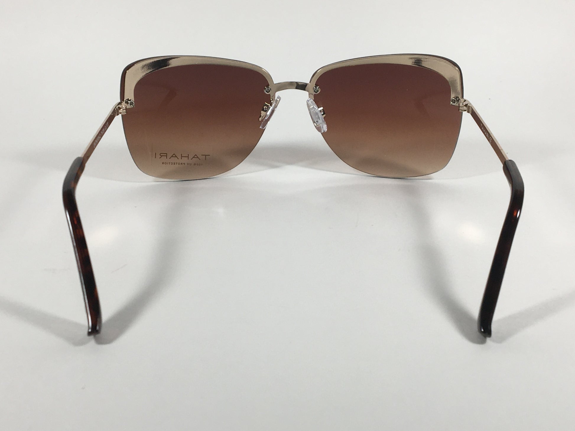 Tahari Rimless Butterfly Sunglasses Brown Tortoise And Gold Frame Brown Gradient Lens TH709 GLDTS - Sunglasses
