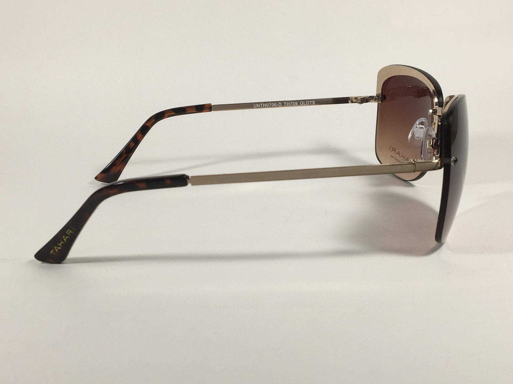 Tahari Rimless Butterfly Sunglasses Brown Tortoise And Gold Frame Brown Gradient Lens TH709 GLDTS - Sunglasses