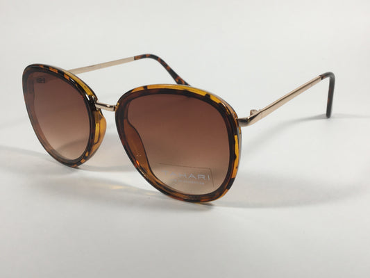 Tahari Rounded Aviator Sunglasses Brown Tortoise And Gold Frame Brown Gradient Lens TH734 TSGLD - Sunglasses