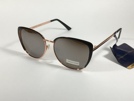 Adrienne Vittadini Cat Eye Sunglasses Rose Gold Frame Silver Mirror Lens AV3022 - Sunglasses