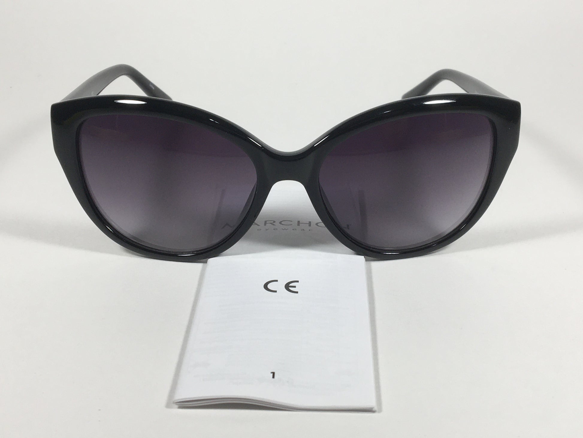 Calvin Klein Cat Eye Sunglasses CK19536S 001 Black Gloss Smoke Gradient Lens - Sunglasses