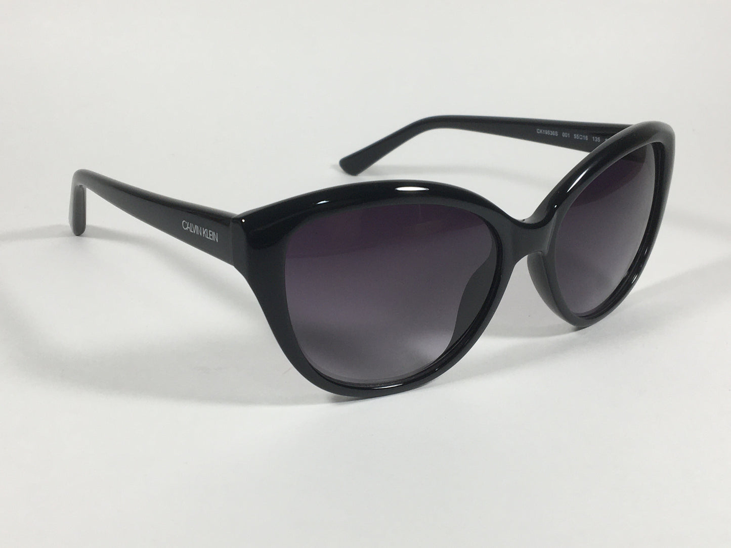 Calvin Klein Cat Eye Sunglasses CK19536S 001 Black Gloss Smoke Gradient Lens - Sunglasses