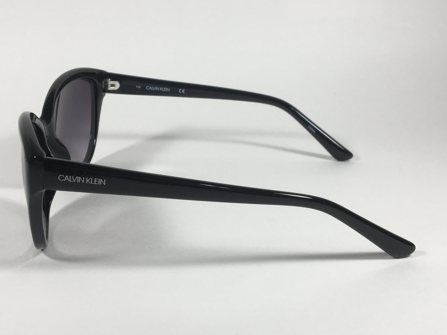 Calvin Klein Cat Eye Sunglasses CK19536S 001 Black Gloss Smoke Gradient Lens - Sunglasses