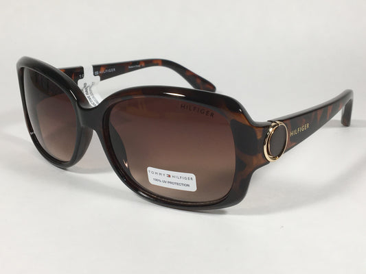 Tommy Hilfiger Quinn Oval Sunglasses Brown Tortoise Frame Brown Gradient Lens QUINN WP OL273 - Sunglasses