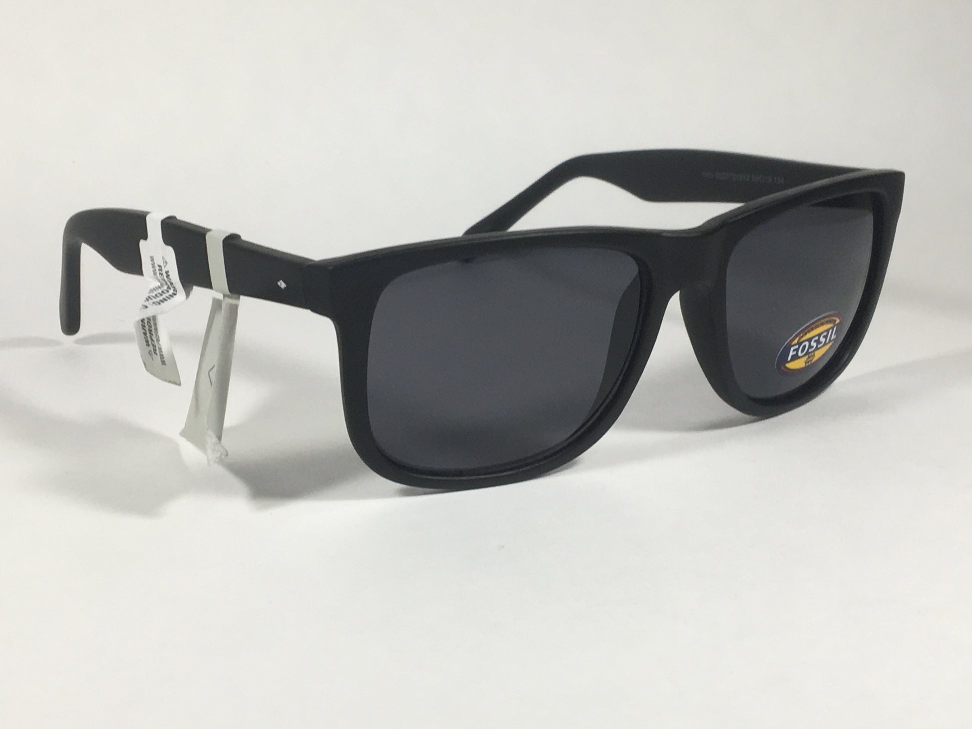 Fossil Square Sunglasses Matte Black Frame Solid Gray Lens FM12 - Sunglasses