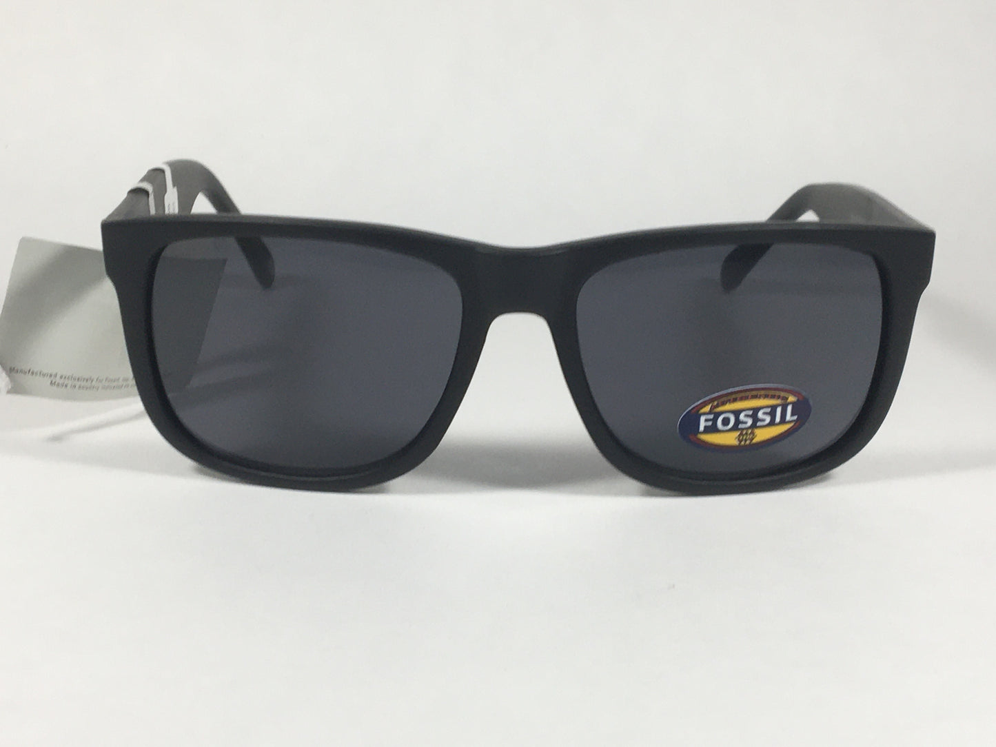 Fossil Square Sunglasses Matte Black Frame Solid Gray Lens FM12 - Sunglasses