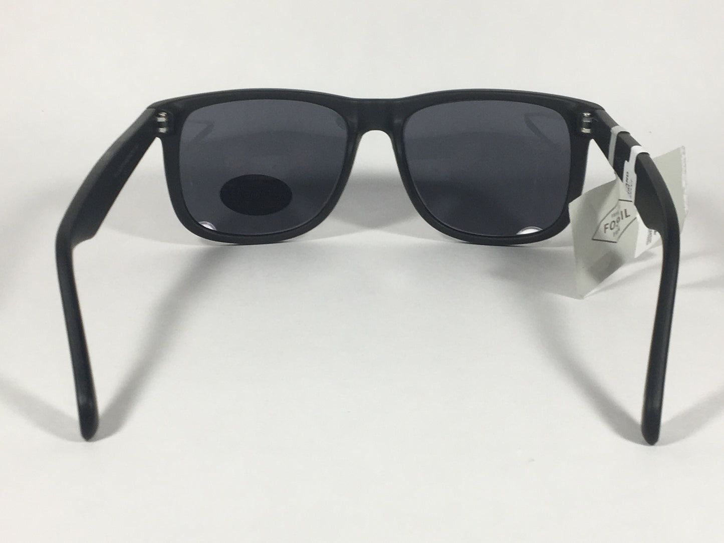 Fossil Square Sunglasses Matte Black Frame Solid Gray Lens FM12 - Sunglasses