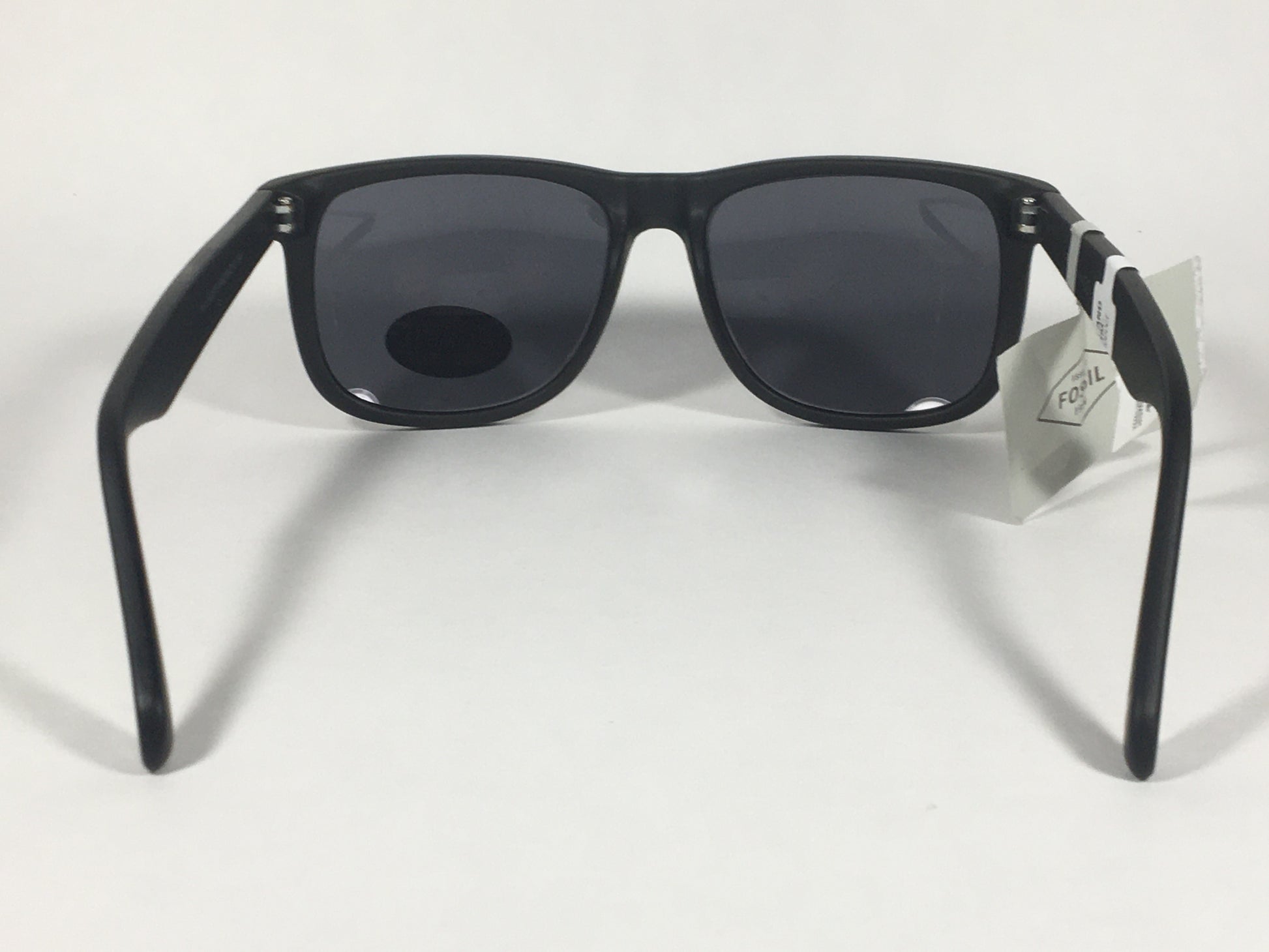 Fossil Square Sunglasses Matte Black Frame Solid Gray Lens FM12 - Sunglasses