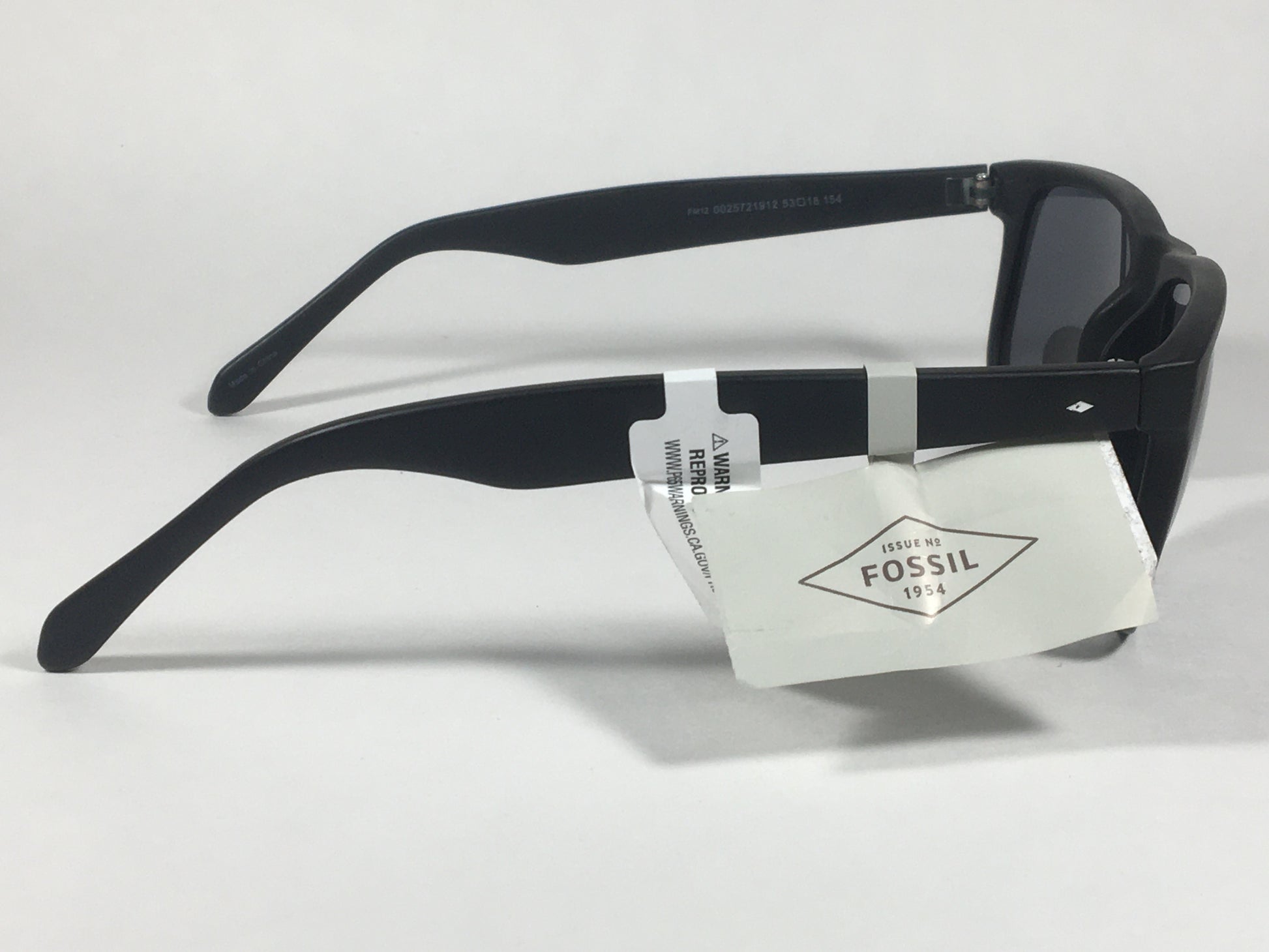 Fossil Square Sunglasses Matte Black Frame Solid Gray Lens FM12 - Sunglasses