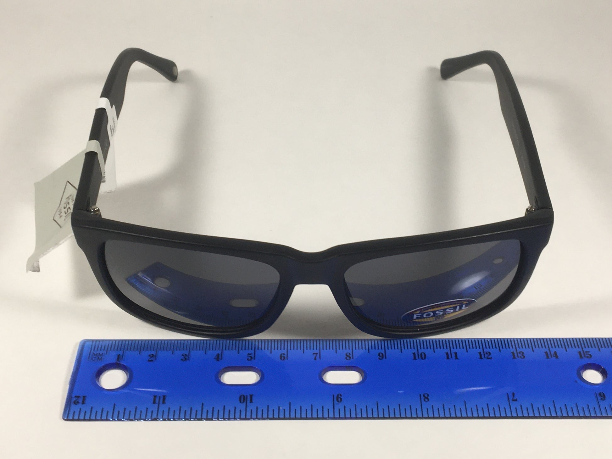 Fossil Square Sunglasses Matte Black Frame Solid Gray Lens FM12 - Sunglasses